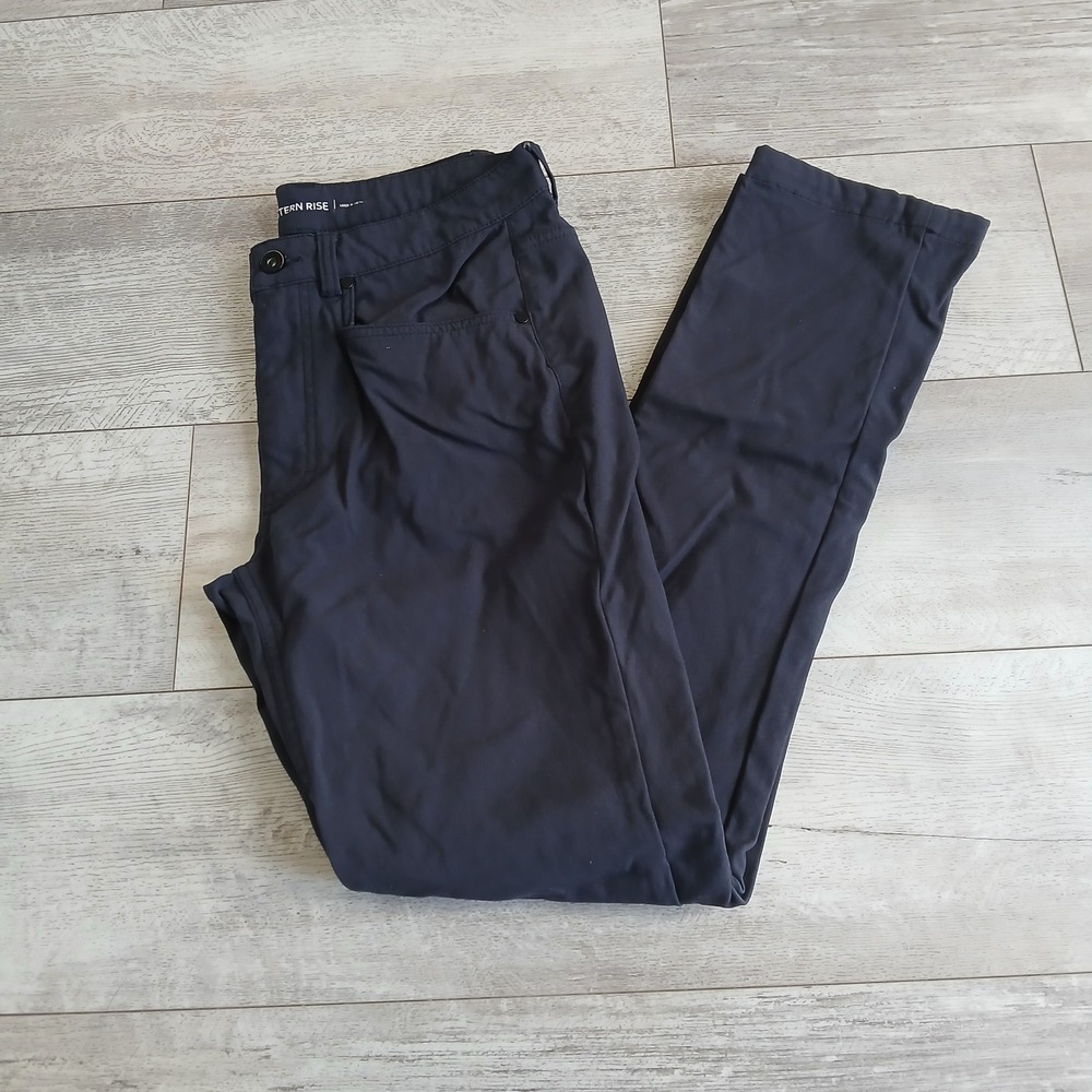Western Rise Mens Size 30 Navy Blue Nylon Spandex Blend Pants Trousers Slim Fit